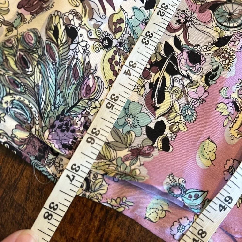 Nanette Lapore | Vintage 100% Silk Floral Midi Dress with Lace Detail, Size 0 - Picture 9 of 12